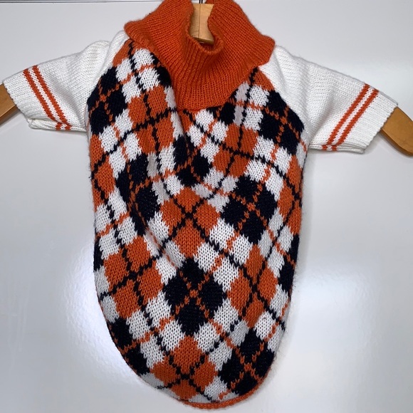 NWOT BOBIBI Orange White Nerd Diamond Pet Sweater - Picture 3 of 6